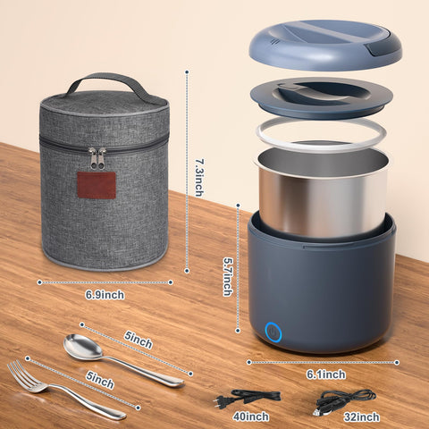 Vingud office-use blue-gray lunch box designed for desk meals.