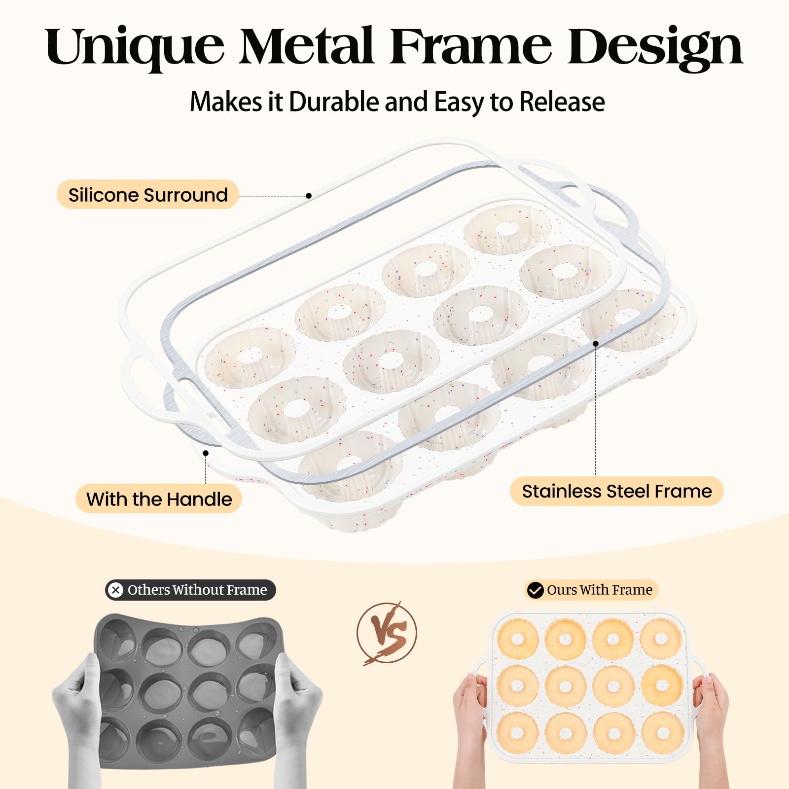 Vinino 12-cavity mini flan molds deliver even portions for uniform desserts.