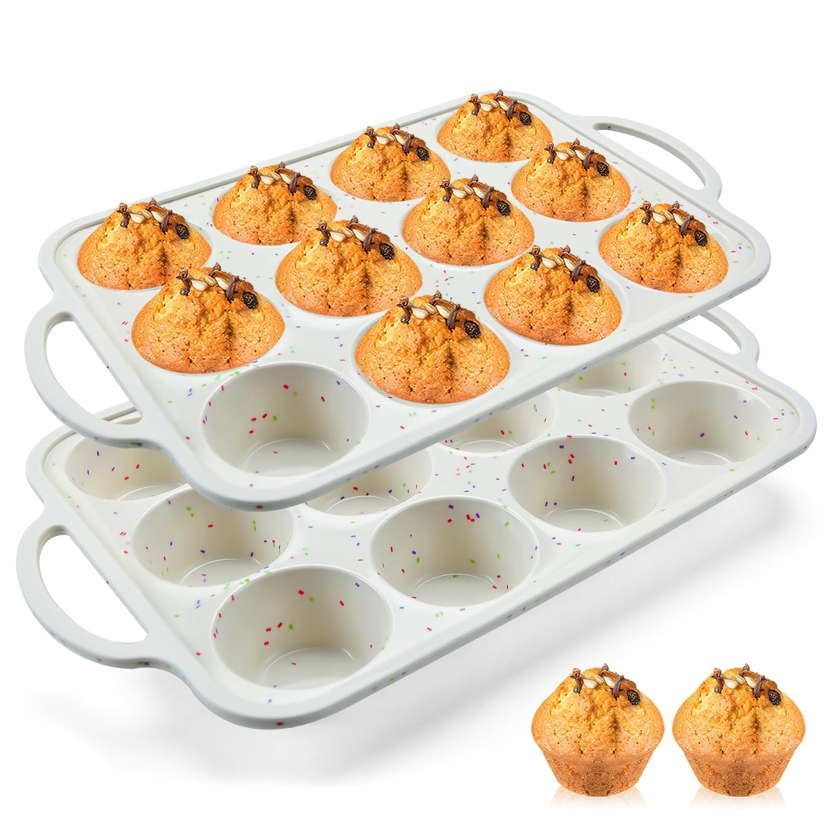Vinino 2Pack silicone muffin pan with metal reinforced frame for sturdy handling