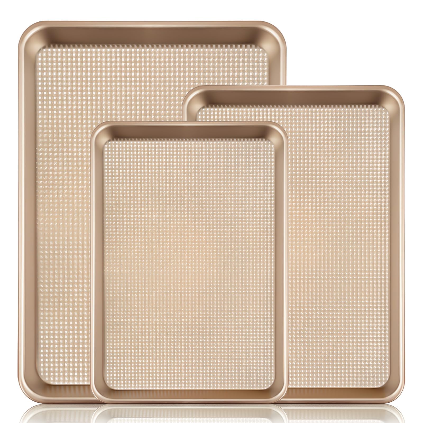 Vinino square texture surface enhances non-stick release and even browning.