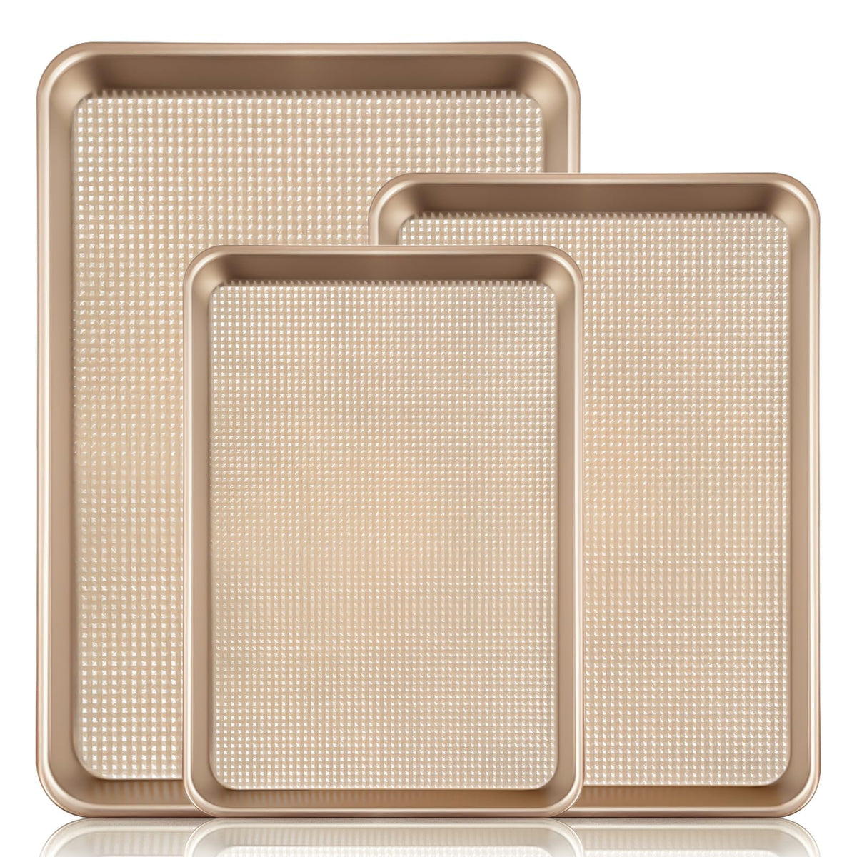 Vinino square texture surface enhances non-stick release and even browning.