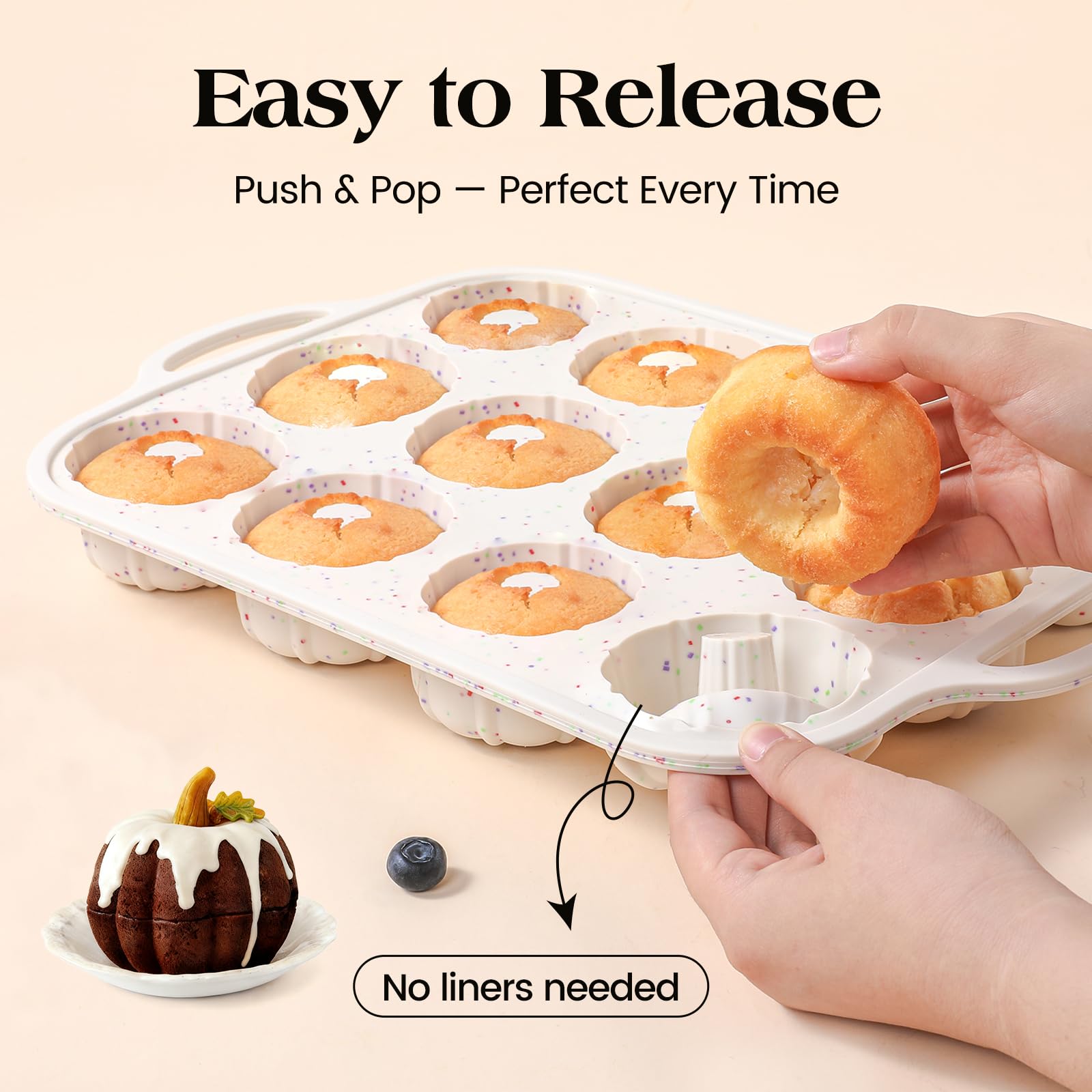 Vinino BPA-free silicone ensures safe, stain-resistant pans for everyday mini treats.
