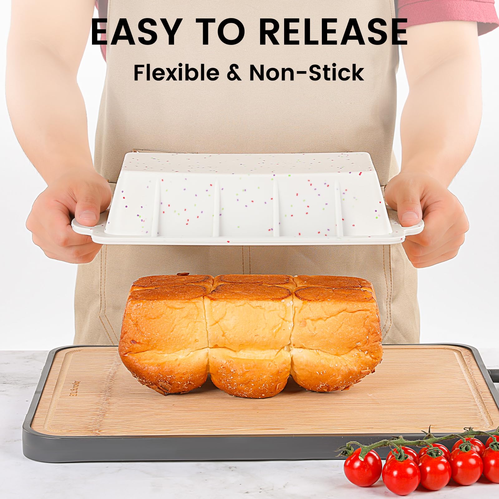 Vinino cream two-pack loaf pans ideal for baking bread, cakes, and quiche.
