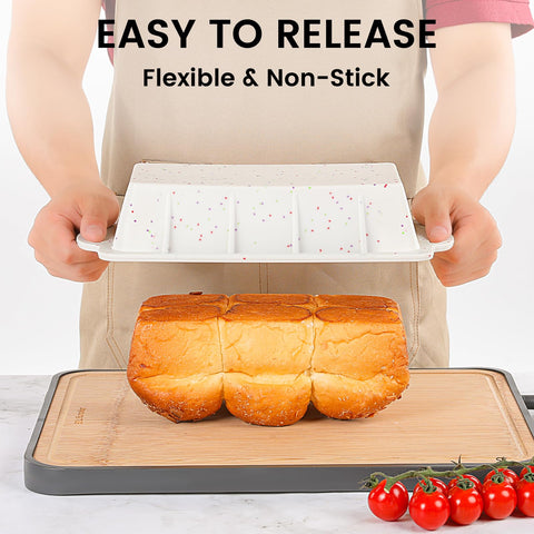 Vinino cream two-pack loaf pans ideal for baking bread, cakes, and quiche.