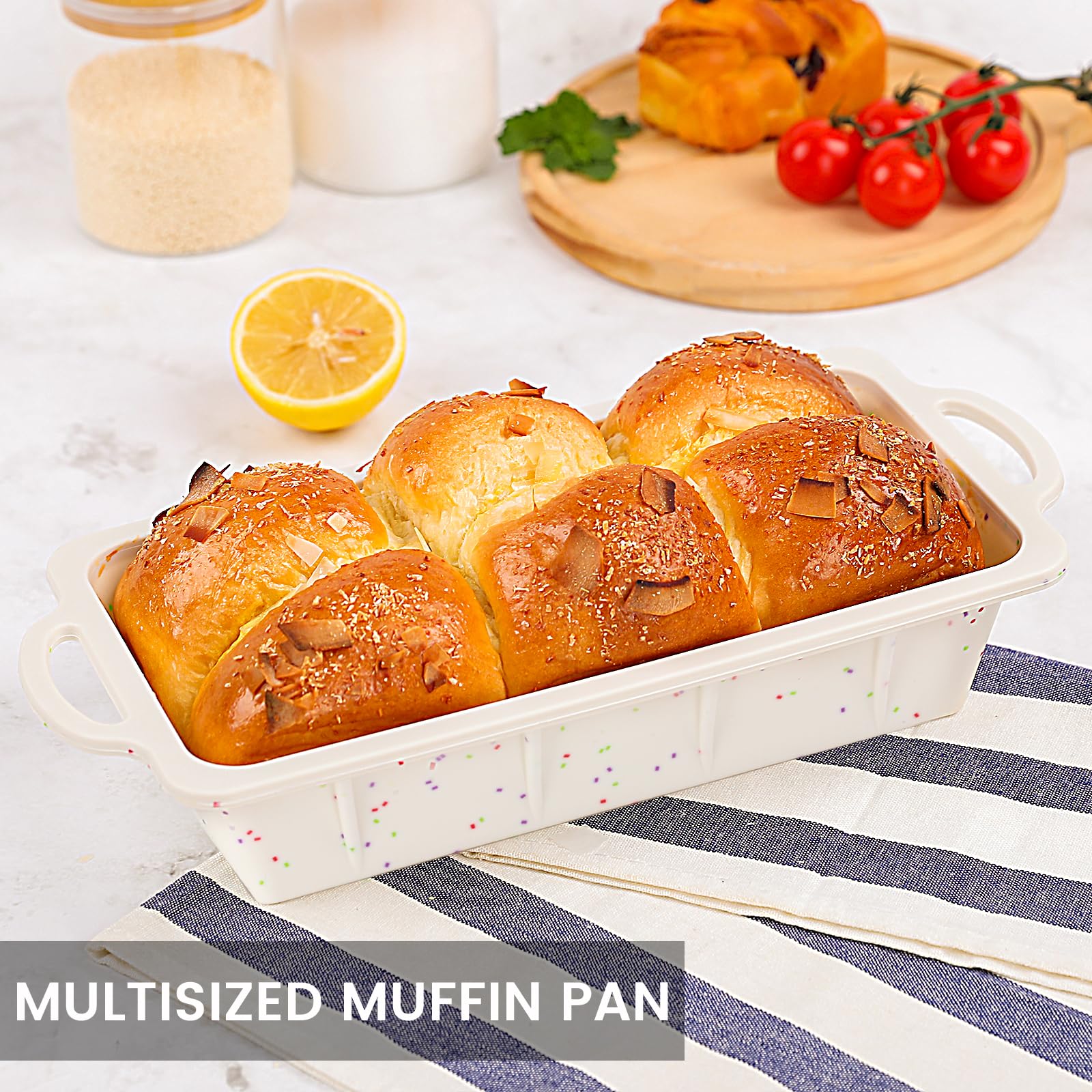 Vinino two-pack cream loaf pans help bake in batches with consistent results.
