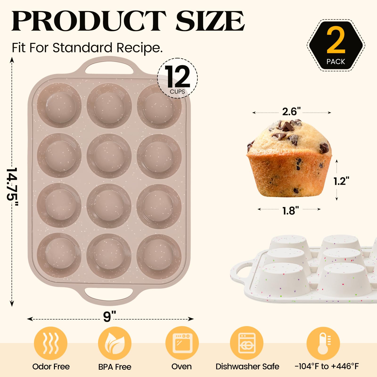 Vinino dishwasher-safe muffin pan cleans up quickly after baking.