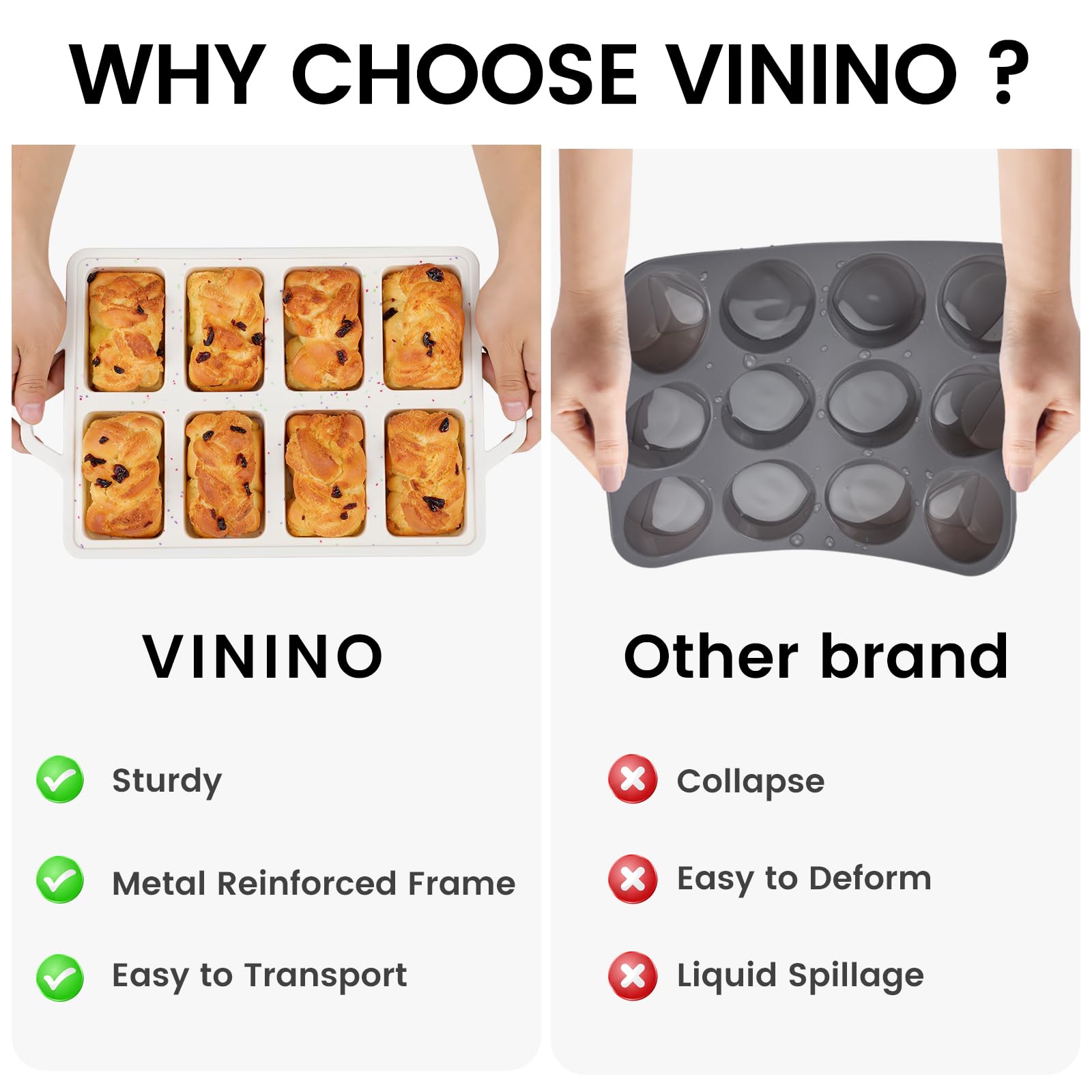 Vinino dishwasher safe silicone bakeware for easy cleanup after baking.