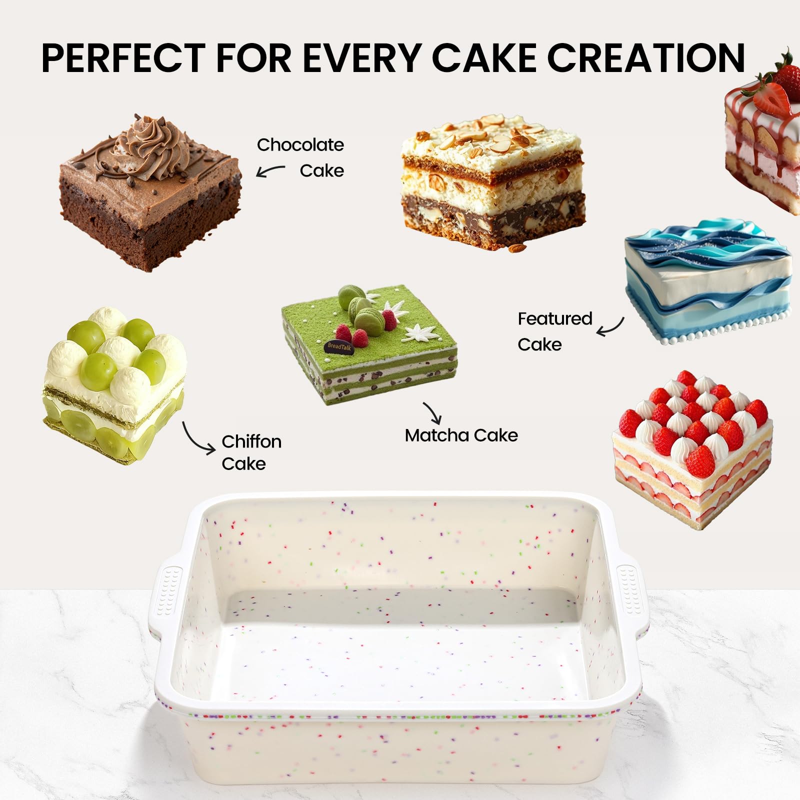 Vinino versatile bakeware is great for layered cakes, cheesecakes, or brownies.