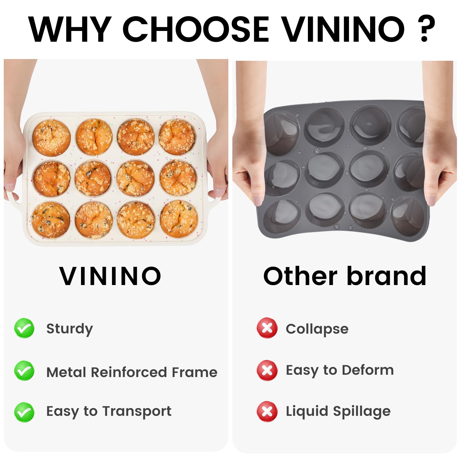 Vinino non-stick release helps muffins pop out cleanly