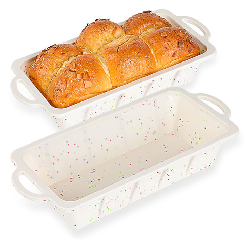 Vinino silicone bread loaf pan with reinforced frame for easy oven transfer and durable shape.