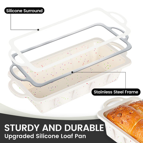 Vinino silicone loaf pan with non-stick surface enables effortless release and clean slices.
