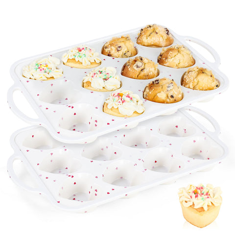 Vinino silicone heart-shaped muffin pan with metal frame for sturdy baking