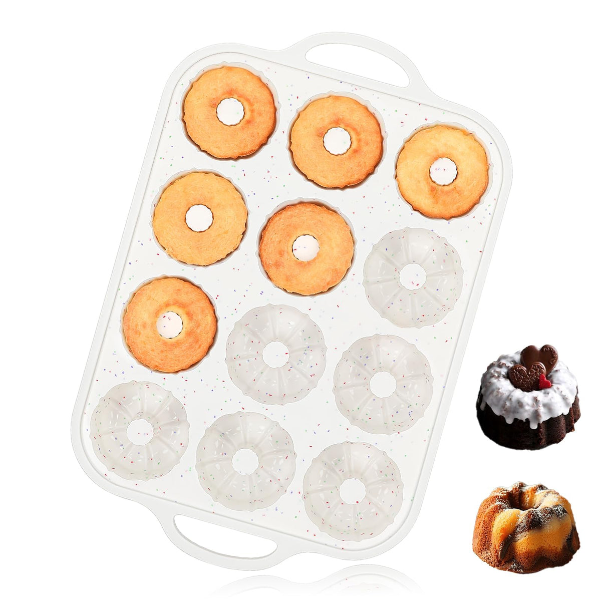 Vinino silicone mini fluted tube pans with metal-reinforced frame for stable baking.