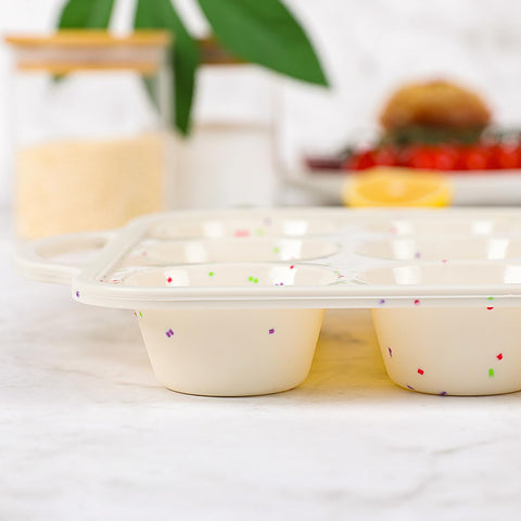 Vinino space-saving cream muffin pan that stacks or hangs