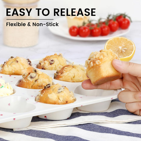 Non-stick silicone muffin tray for easy release