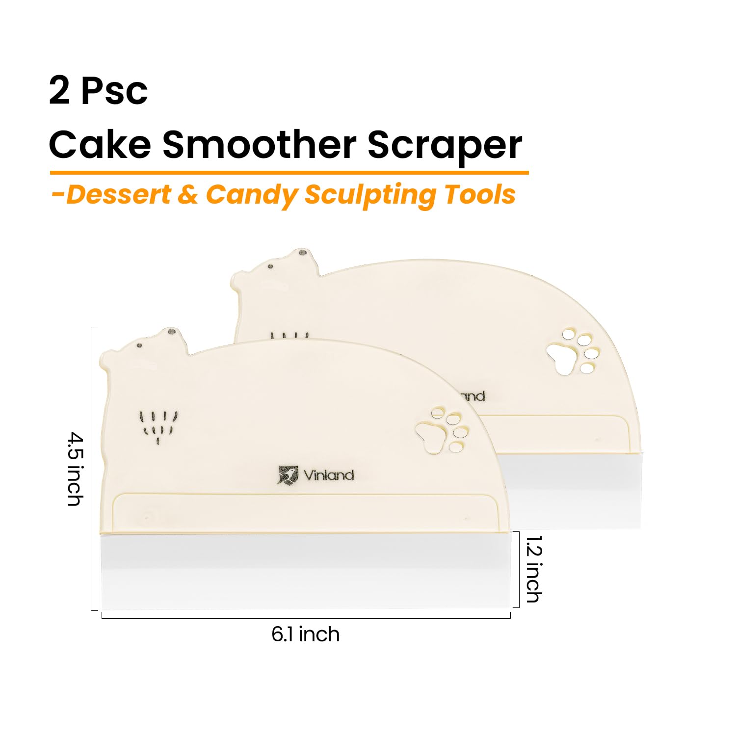 Vinland cake-smoothing blade on transparent PE for even frosting finish.