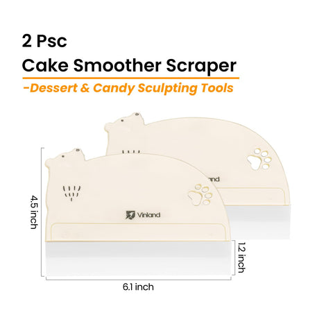 Vinland cake-smoothing blade on transparent PE for even frosting finish.