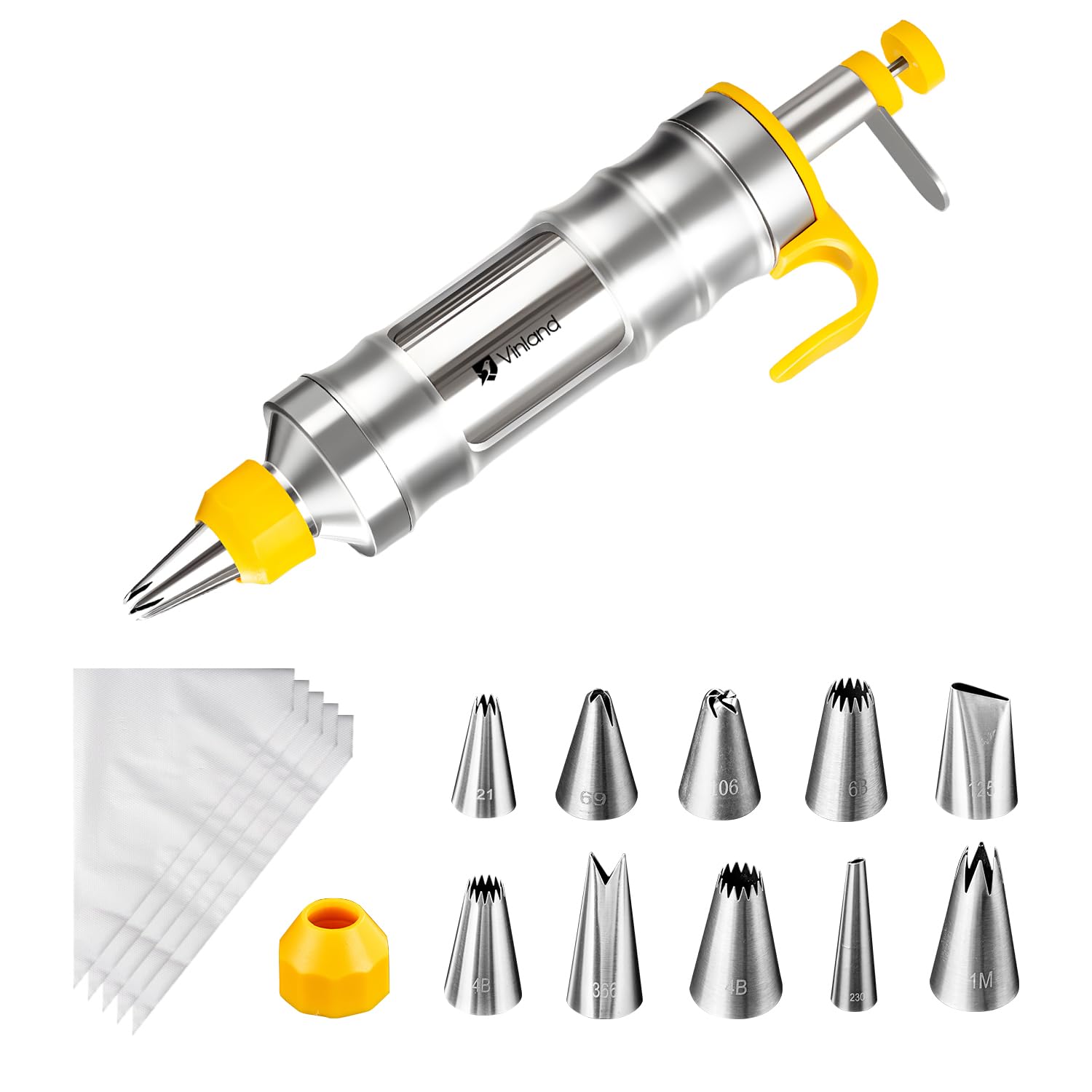 Vinland dessert decorating syringe set with multiple nozzles for precise cake details