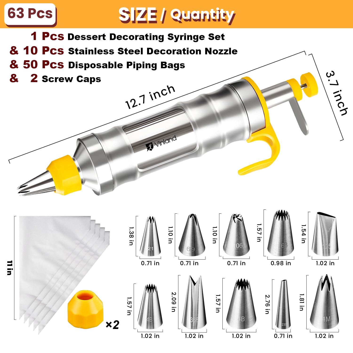 Vinland icing piping kit large opening for easy filling and frosting