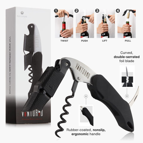 Vintorio corkscrew bottle opener function ready for beer and wine