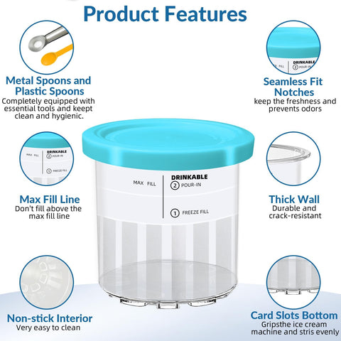 See-through pints stack neatly for compact freezer storage