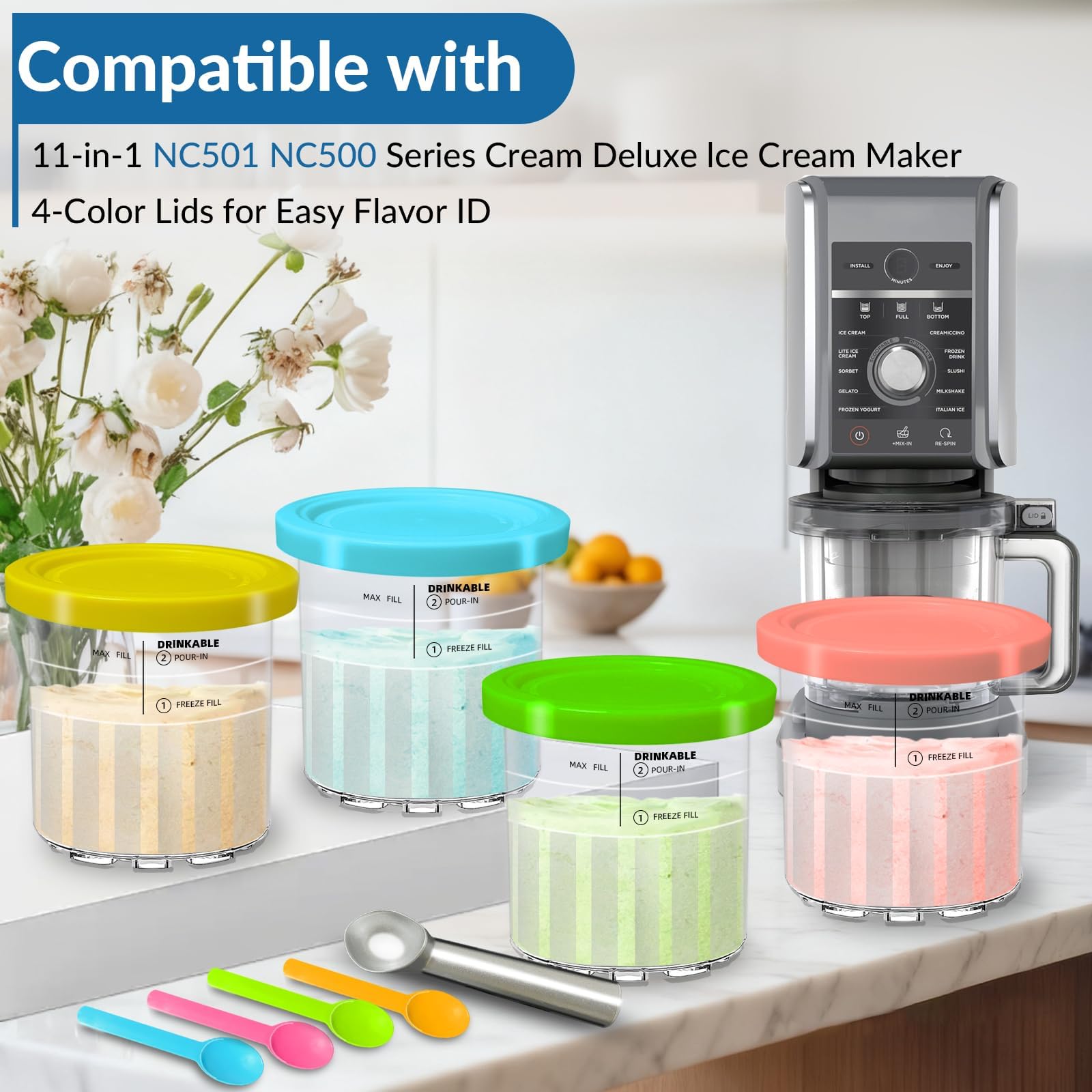 Vintrol aluminum spoon included for sturdy scooping
