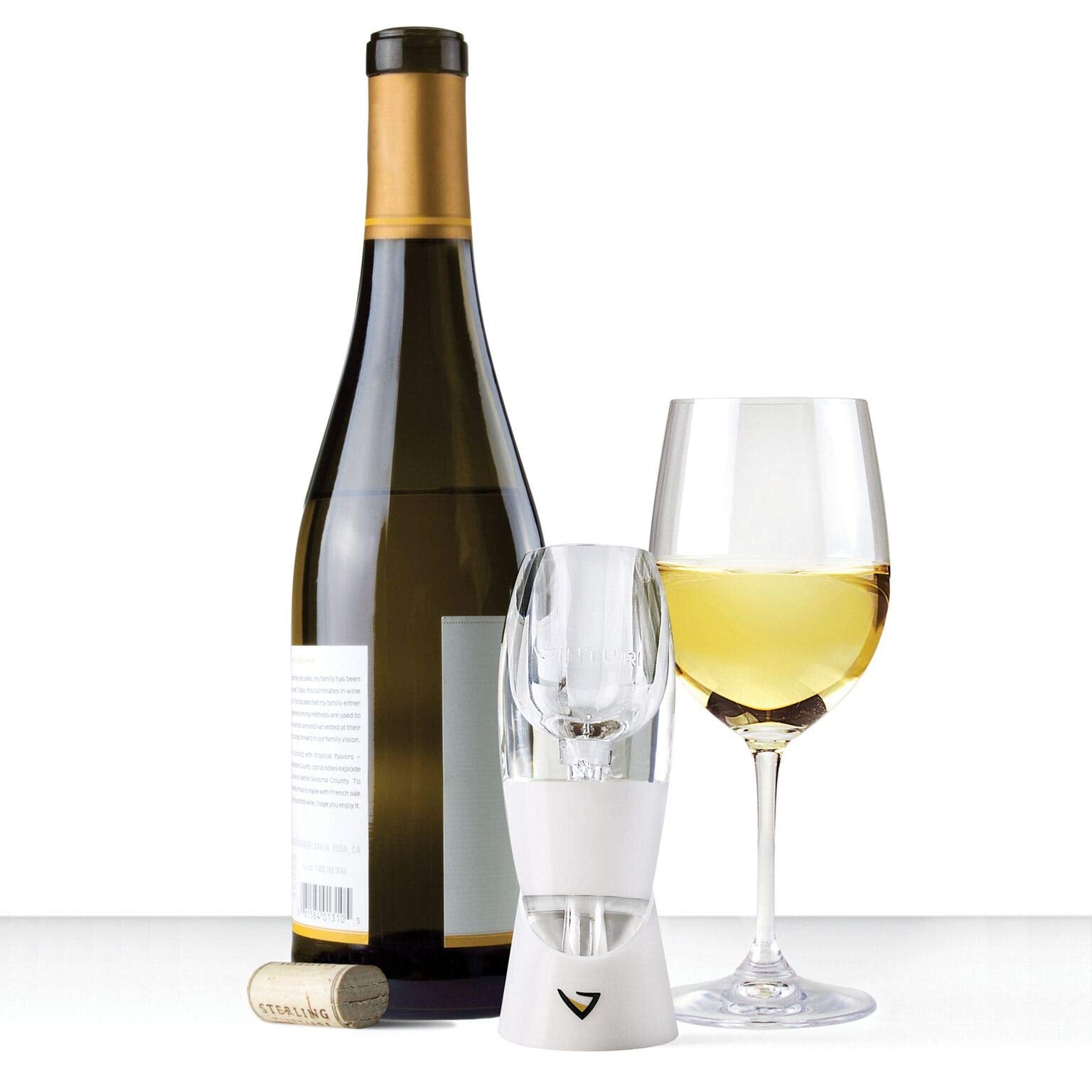 Vinturi Classic no-drip stand white for clean pouring during tastings
