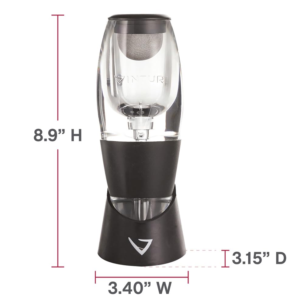 Vinturi Red Wine Aerator in action aerates a bottle quickly for a smoother finish.