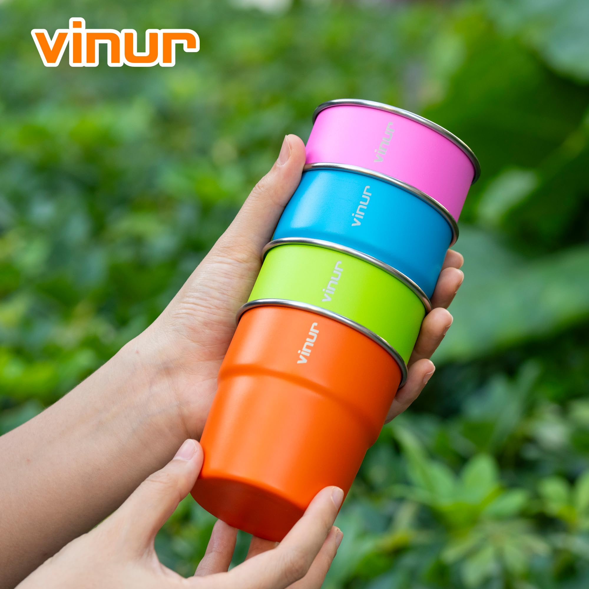 VINUR Kids Cups beach pool side; shatter-proof design for sunny days and family fun.