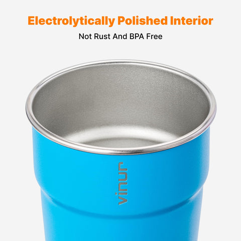 VINUR Kids Cups front view in hot red; corrosion-resistant stainless steel for everyday adventures.