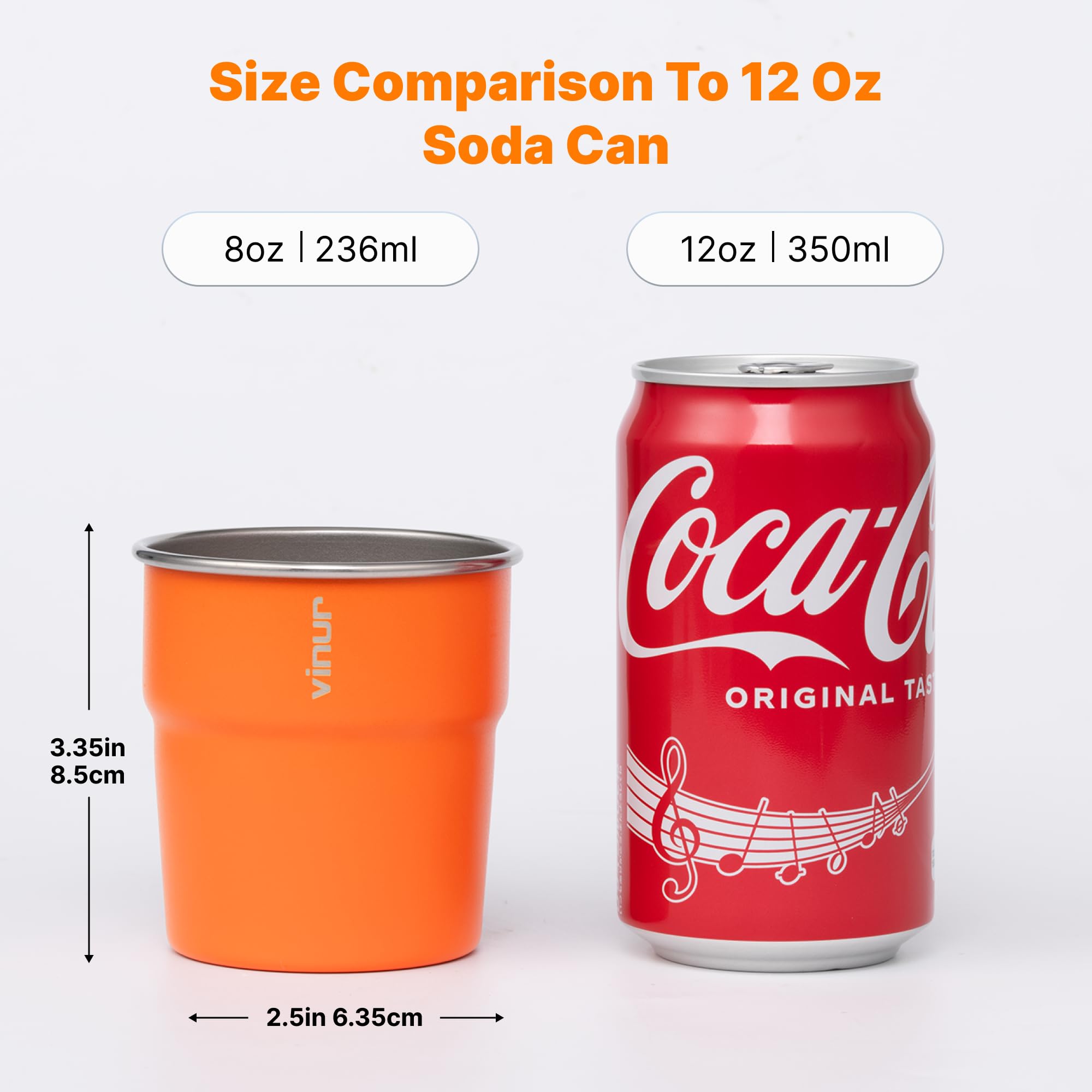 Vasos VINUR 8 oz para múltiples bebidas: leche, jugos, batidos.
