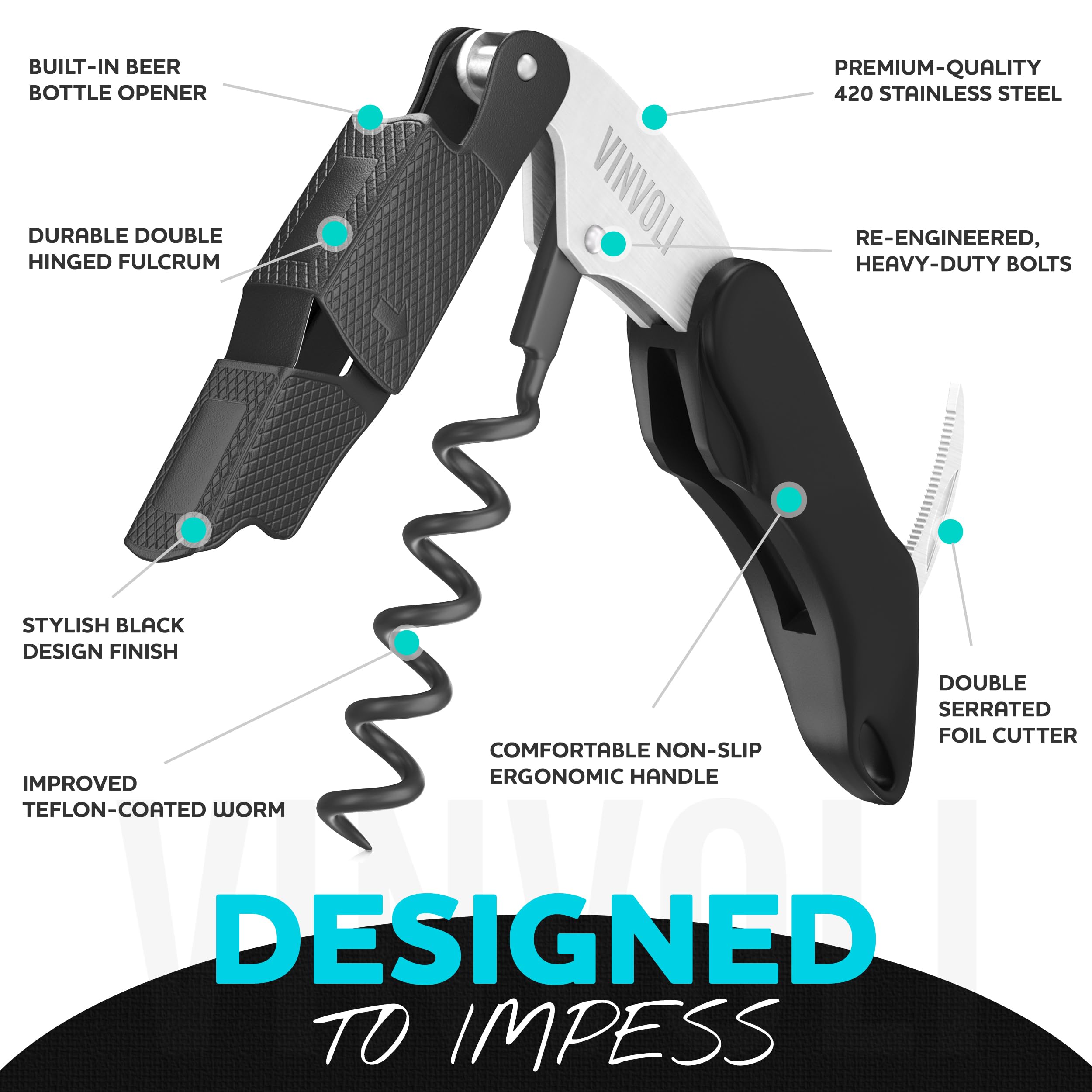 Vinvoli black edition design with ergonomic handle.