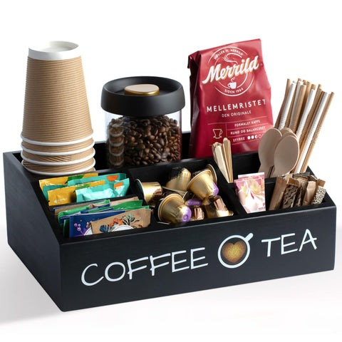 Vinvoli coffee station organizer on counter keeps essentials within reach.