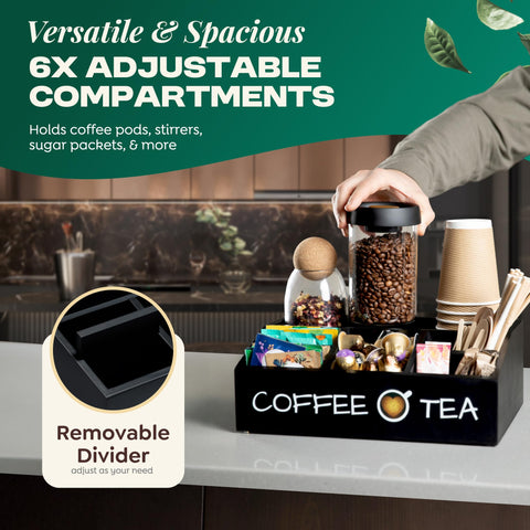 Vinvoli six-compartment organizer keeps coffee essentials neatly accessible.