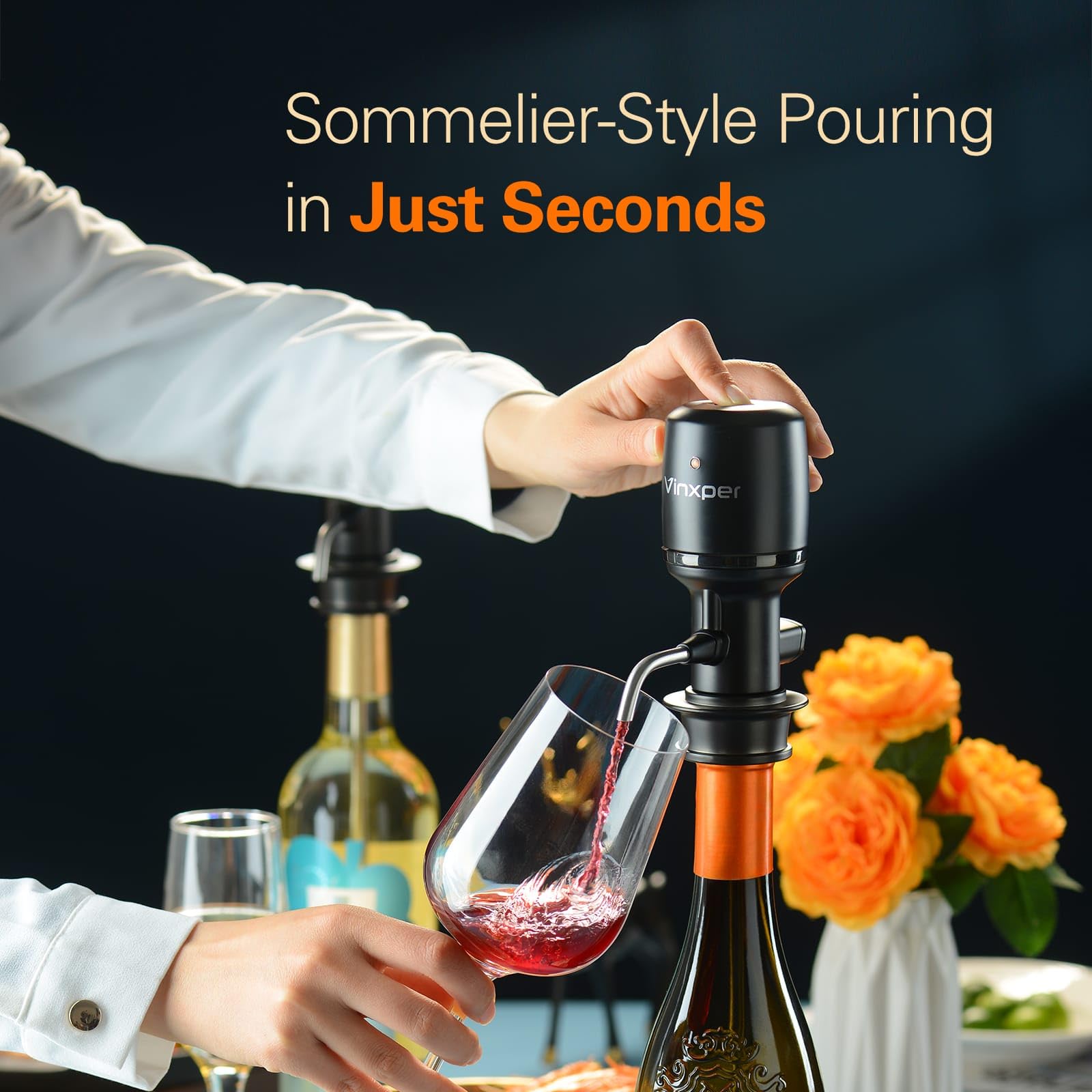 Vinxper wine aerator rechargeable battery indicator signals long use