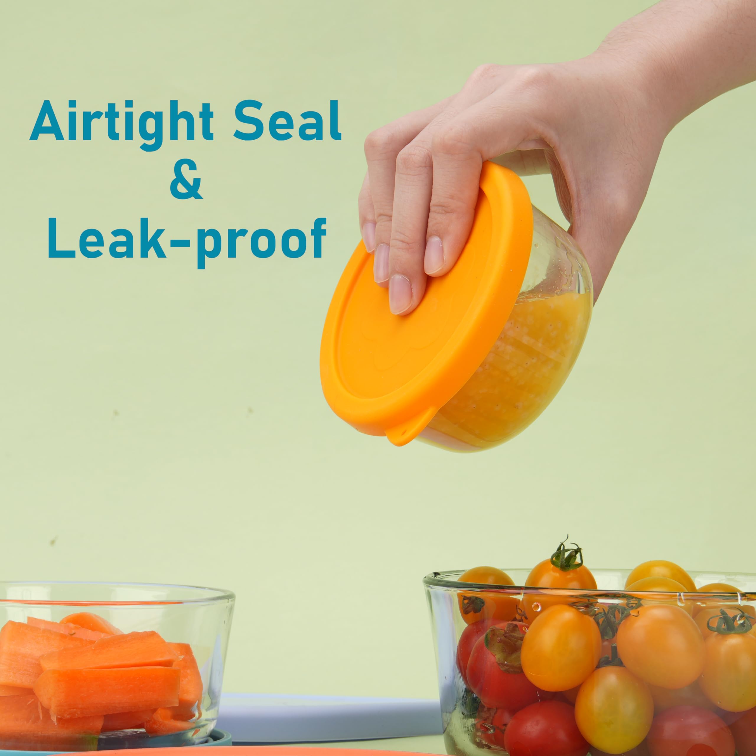 Viotiin 7 cup round silicone lid for Pyrex bowls, secure seal for large portions.
