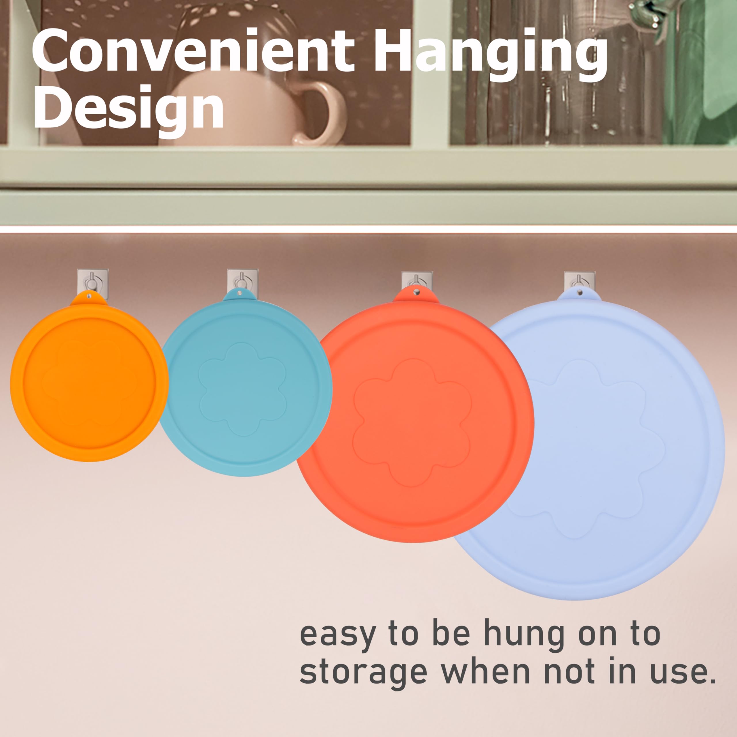 Viotiin colorful silicone lids set, color-coded lids for quick organization.