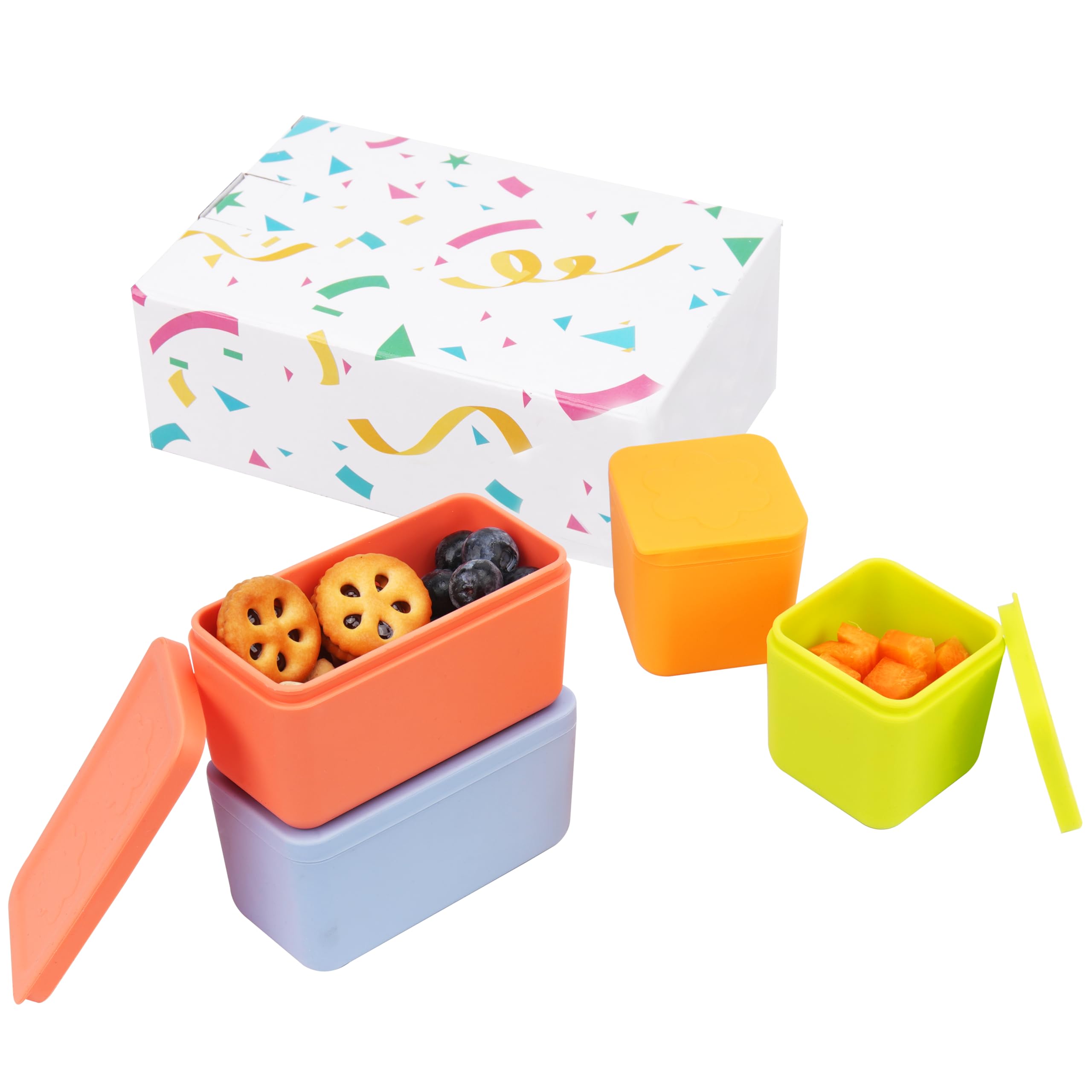 Viotiin cuboid dip container keeps sauces fresh for on-the-go lunches.