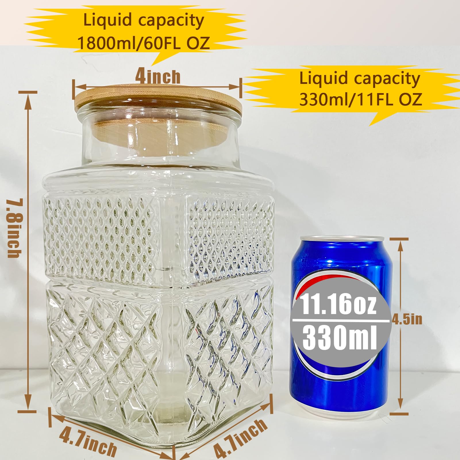 Viovian bamboo seal lid closes snugly for airtight freshness.