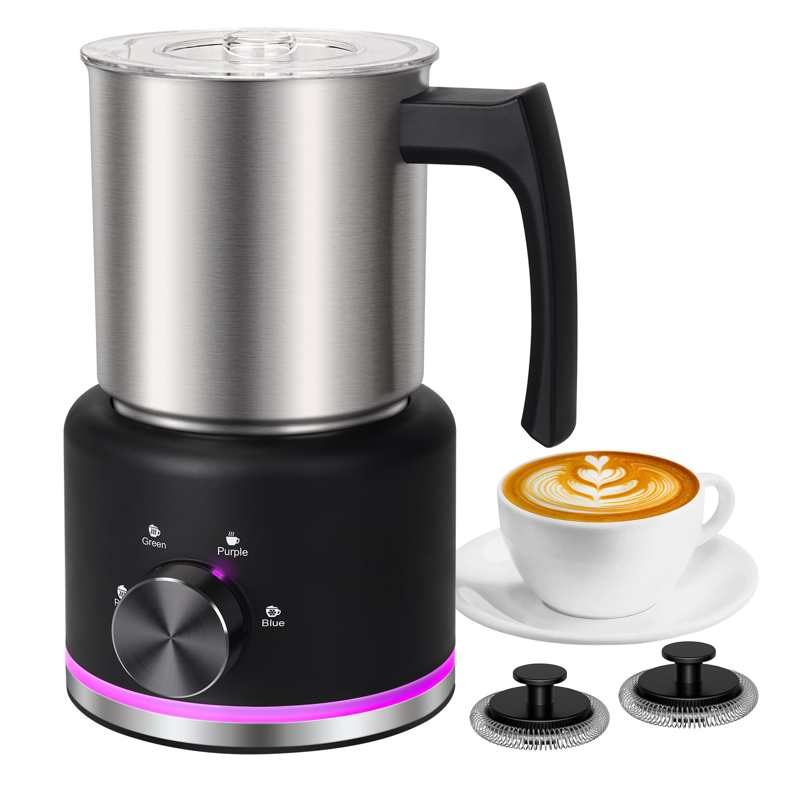 VIPDIGI Milk Frother demonstrates 16.9 oz capacity for silky foam in coffee