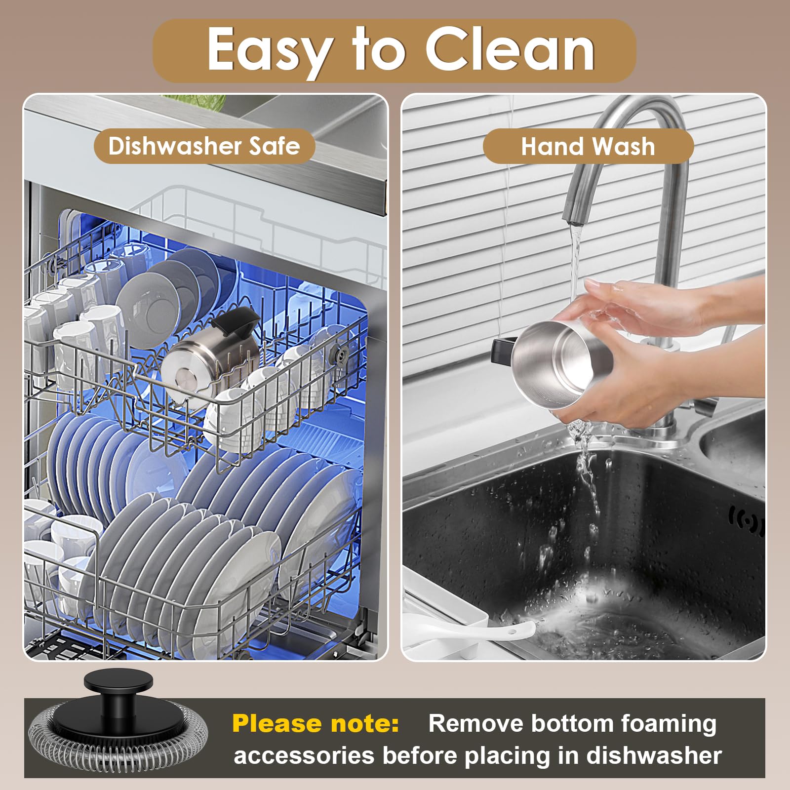 Heats milk before frothing on VIPDIGI Milk Frother for denser foam