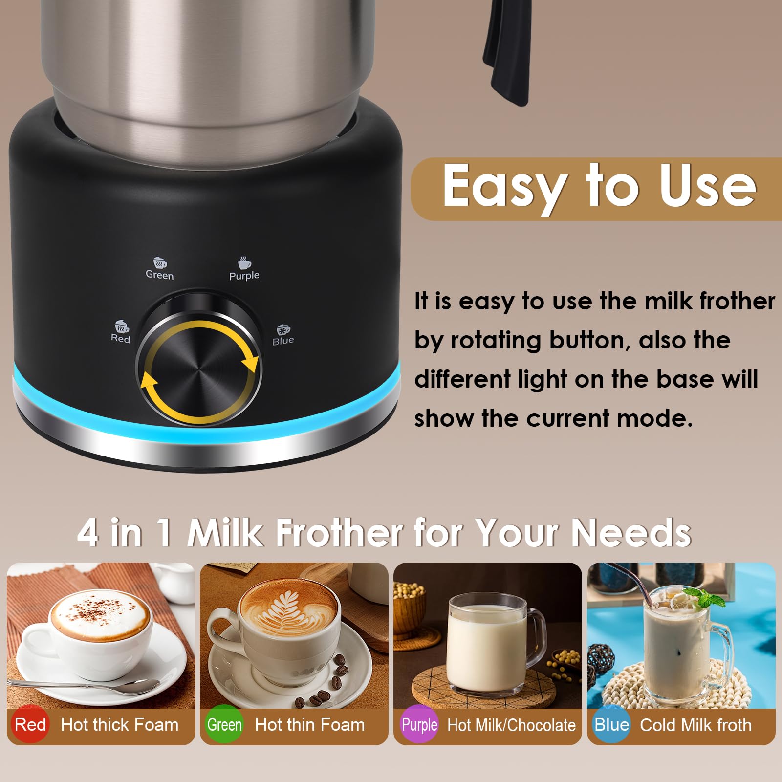 Stainless steel kettle on VIPDIGI Milk Frother for durable performance