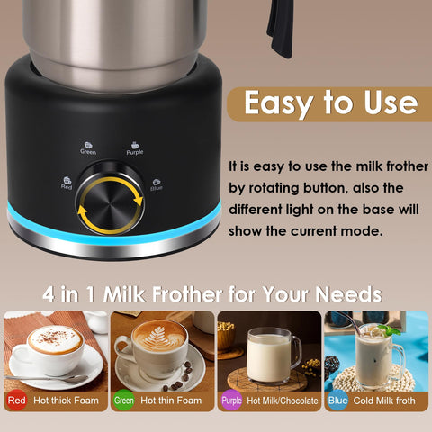 Stainless steel kettle on VIPDIGI Milk Frother for durable performance