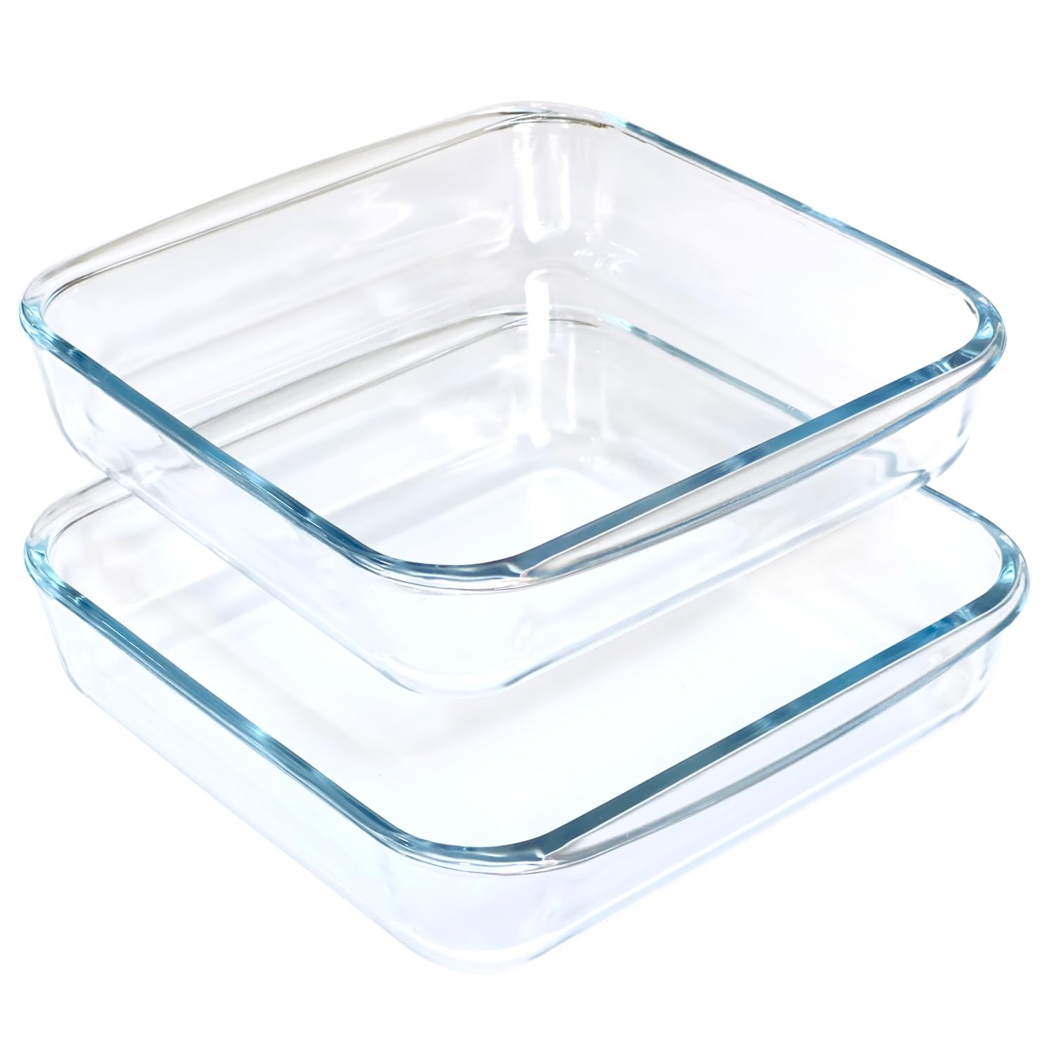 VIPHIEC Basics square tempered glass baking dish set 2 front view, oven-safe and non-reactive