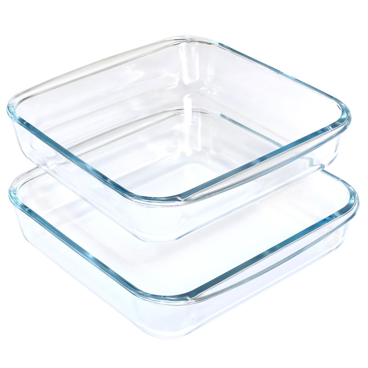 VIPHIEC Basics square tempered glass baking dish set 2 front view, oven-safe and non-reactive