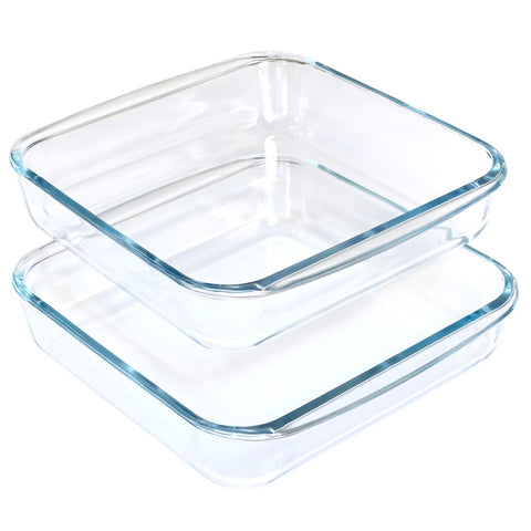 VIPHIEC Basics square tempered glass baking dish set 2 front view, oven-safe and non-reactive