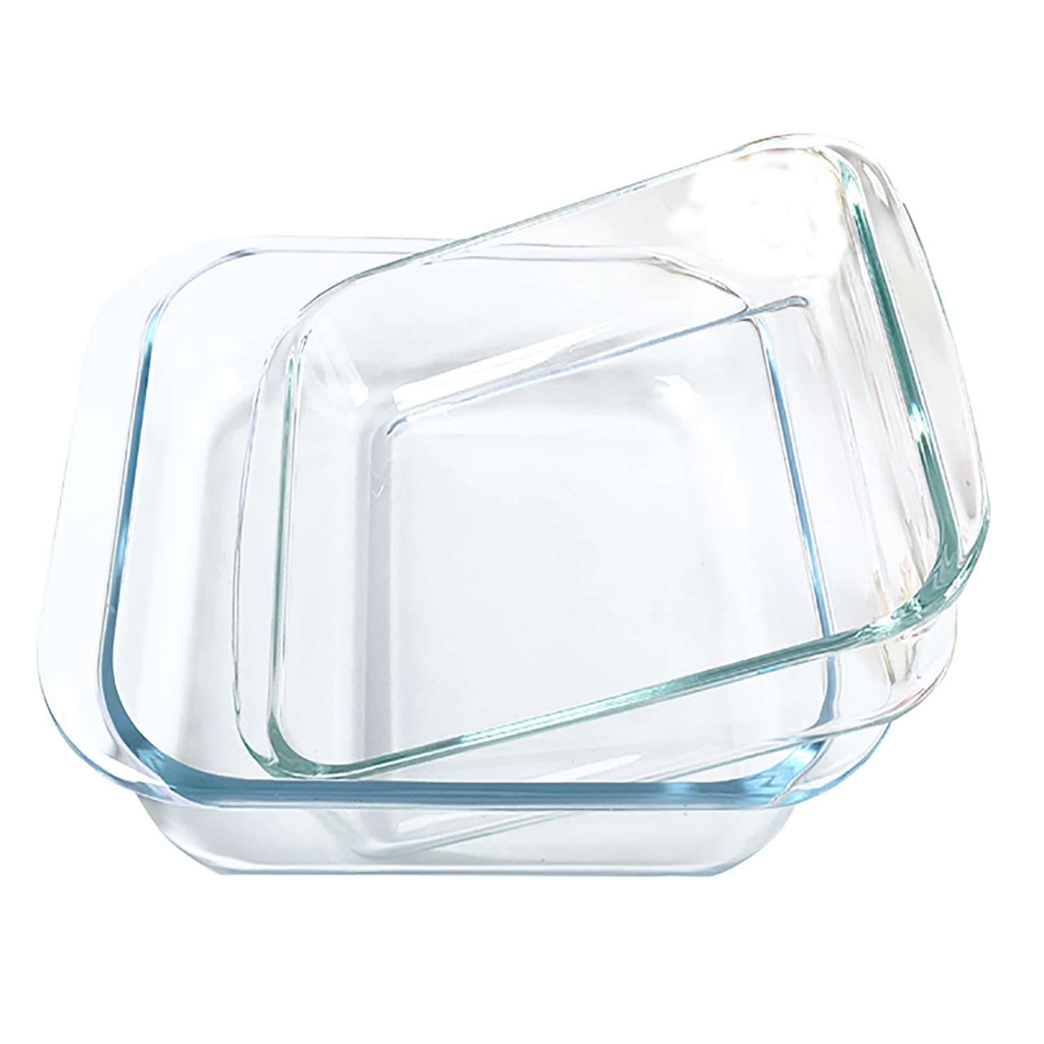VIPHIEC Basics square tempered glass baking dish set 2 stacked, ideal for pantry storage