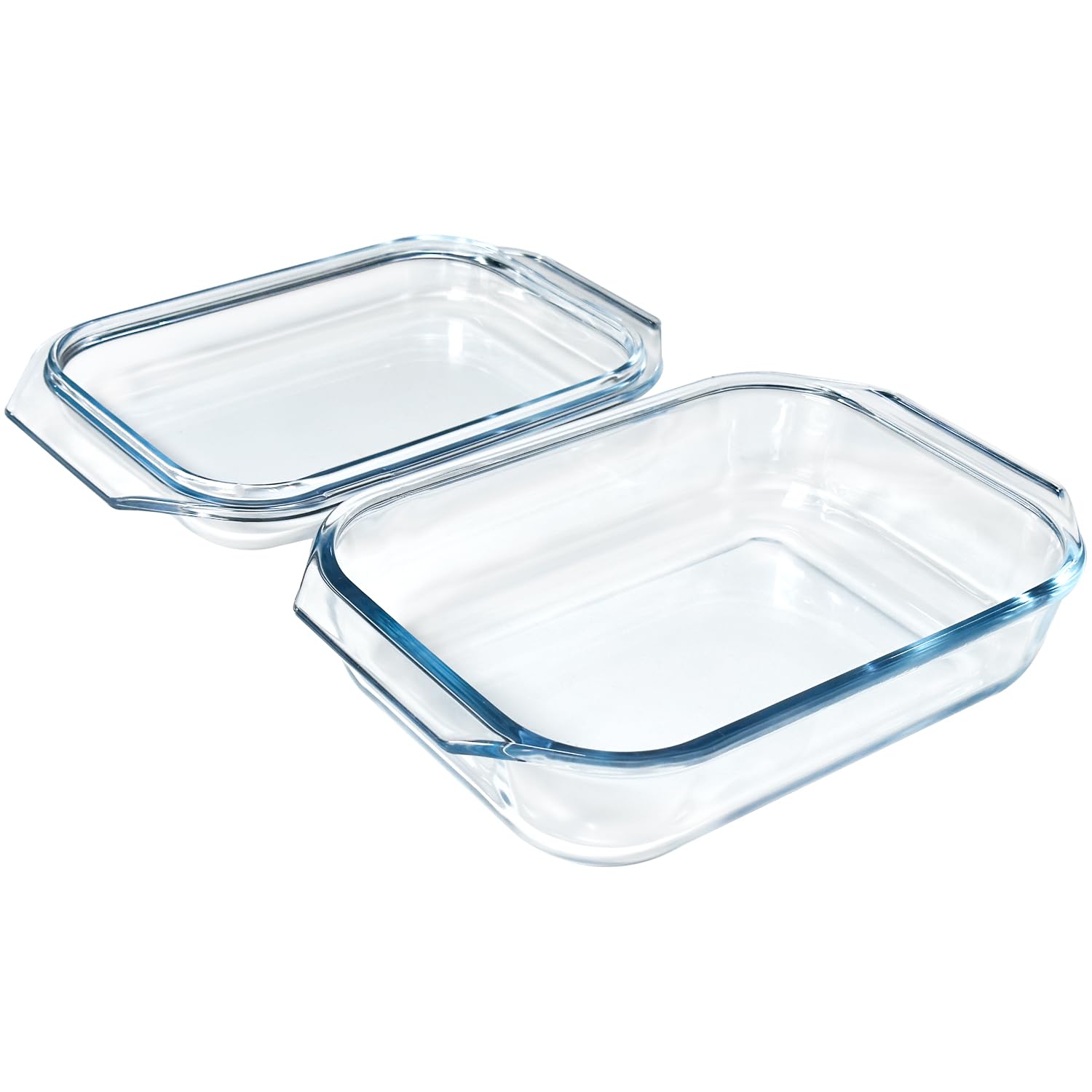 VIPHIEC rectangular clear glass casserole with lid showcases layers and preserves moisture.