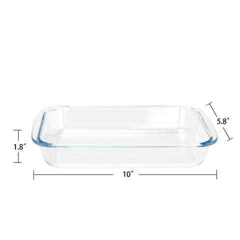 VIPHIEC two-pack 1-quart tempered glass baking dishes side view, ideal for single portions.