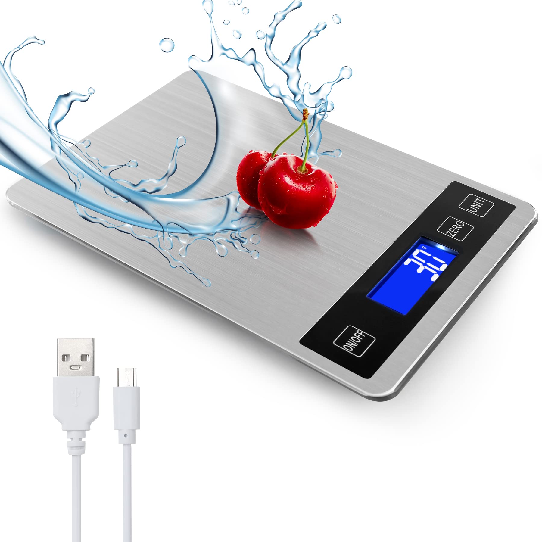 VIRENZZO 33lb digital kitchen scale with LCD display for precise measurements.